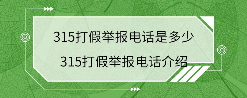 315打假举报电话是多少 315打假举报电话介绍