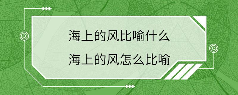 海上的风比喻什么 海上的风怎么比喻