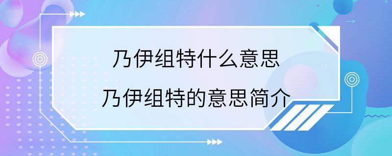 乃伊组特什么意思 乃伊组特的意思简介