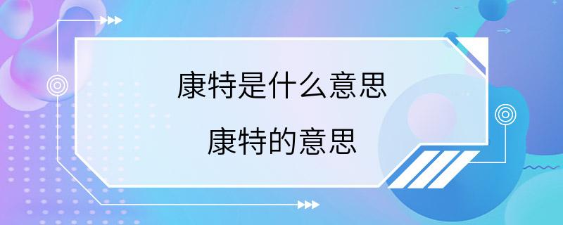 康特是什么意思 康特的意思