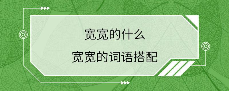 宽宽的什么 宽宽的词语搭配