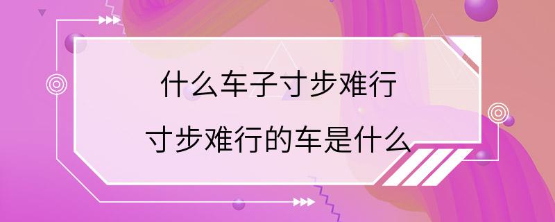 什么车子寸步难行 寸步难行的车是什么