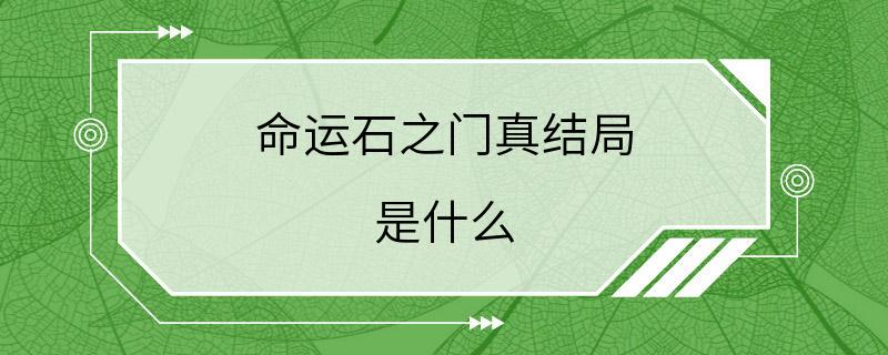 命运石之门真结局 是什么