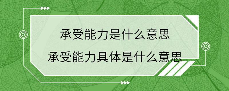 承受能力是什么意思 承受能力具体是什么意思