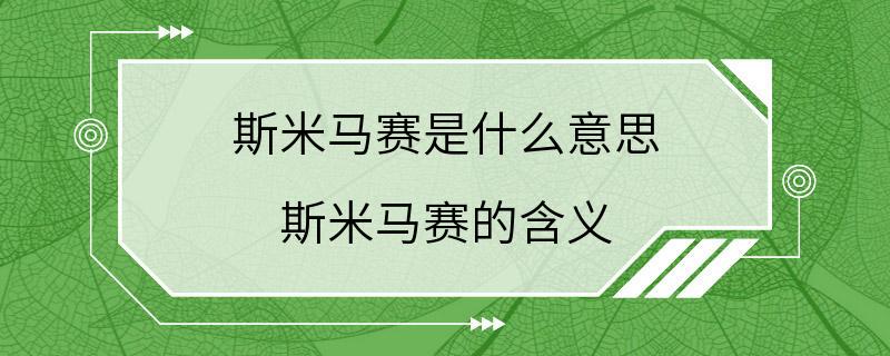 斯米马赛是什么意思 斯米马赛的含义