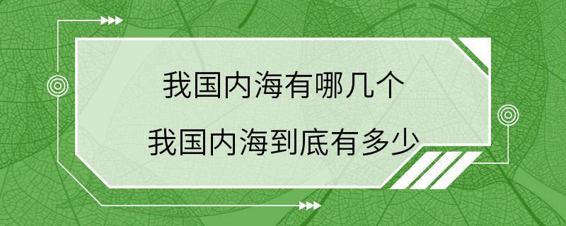 我国内海有哪几个 我国内海到底有多少