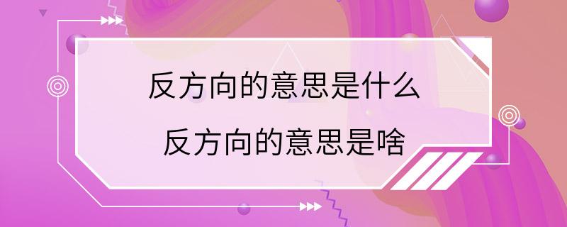 反方向的意思是什么 反方向的意思是啥