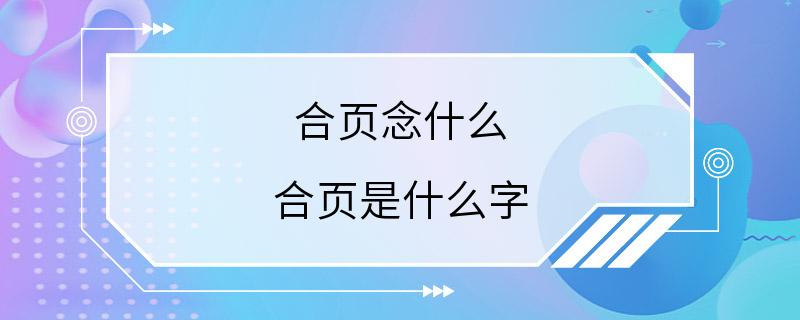 合页念什么 合页是什么字