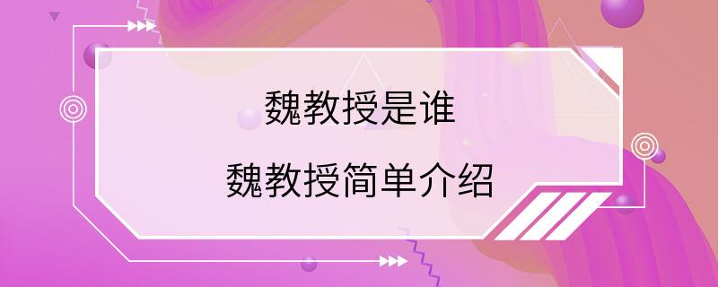 魏教授是谁 魏教授简单介绍