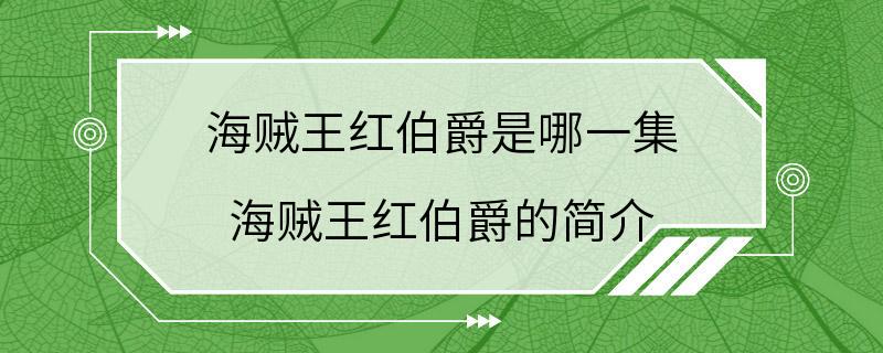 海贼王红伯爵是哪一集 海贼王红伯爵的简介