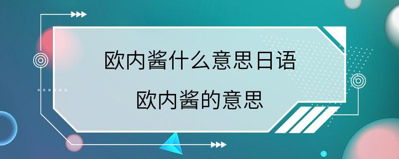 欧内酱什么意思日语 欧内酱的意思