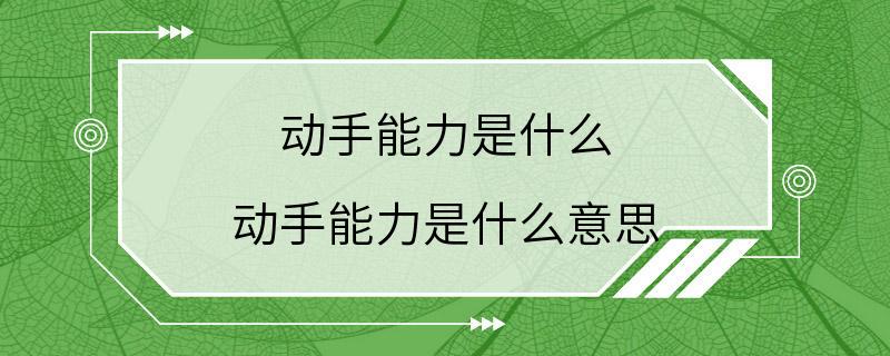 动手能力是什么 动手能力是什么意思