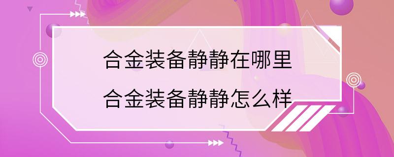 合金装备静静在哪里 合金装备静静怎么样