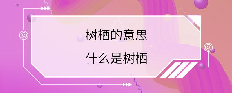 树栖的意思 什么是树栖