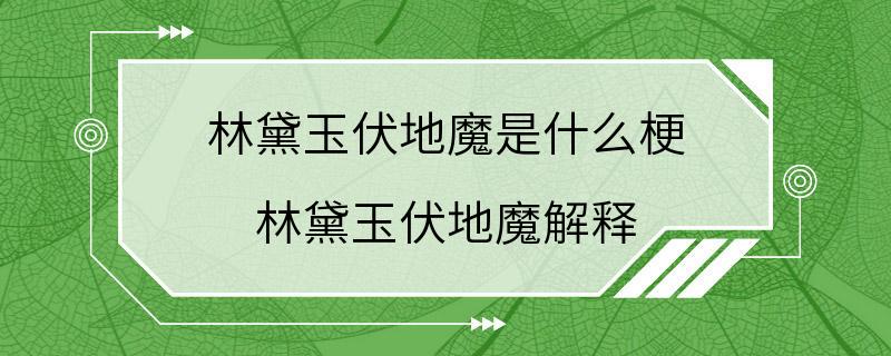 林黛玉伏地魔是什么梗 林黛玉伏地魔解释