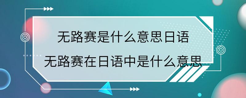 无路赛是什么意思日语 无路赛在日语中是什么意思