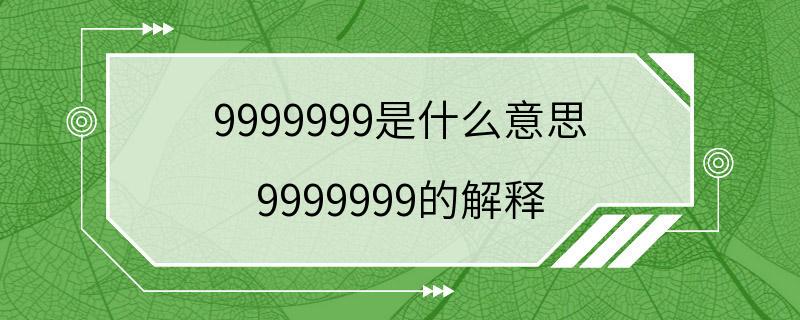 9999999是什么意思 9999999的解释