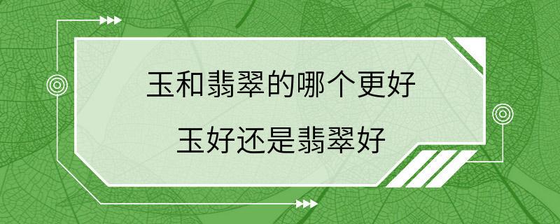 玉和翡翠的哪个更好 玉好还是翡翠好