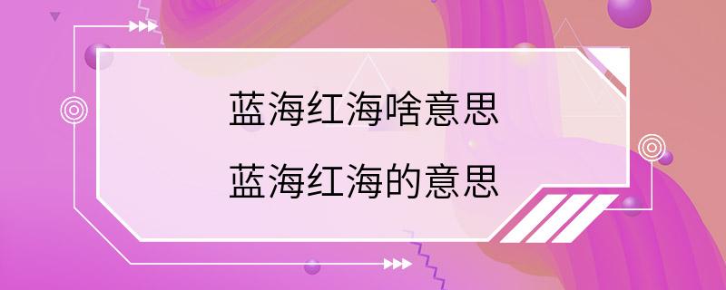 蓝海红海啥意思 蓝海红海的意思