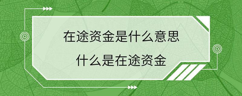 在途资金是什么意思 什么是在途资金