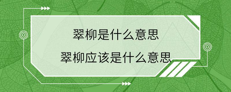 翠柳是什么意思 翠柳应该是什么意思