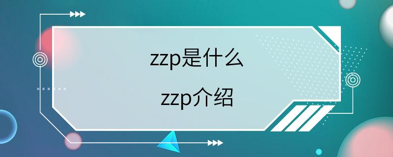 zzp是什么 zzp介绍