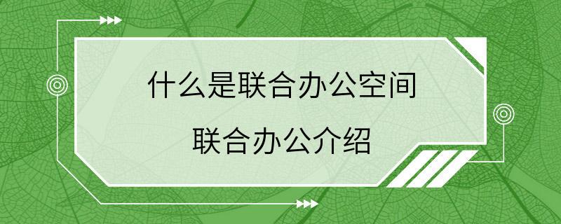 什么是联合办公空间 联合办公介绍