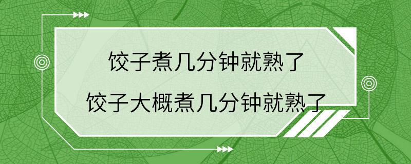 饺子煮几分钟就熟了 饺子大概煮几分钟就熟了