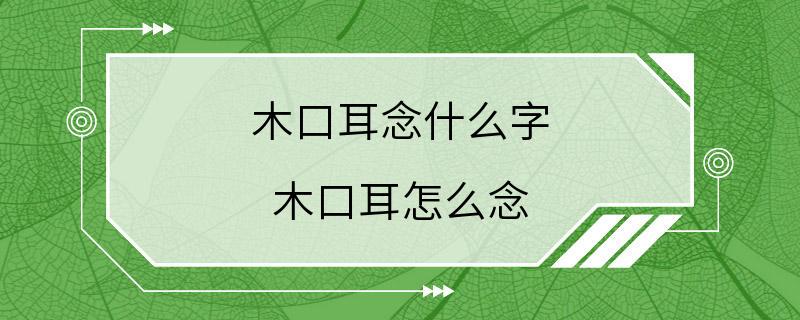 木口耳念什么字 木口耳怎么念