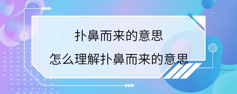 扑鼻而来的意思 怎么理解扑鼻而来的意思