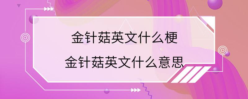 金针菇英文什么梗 金针菇英文什么意思