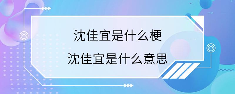 沈佳宜是什么梗 沈佳宜是什么意思