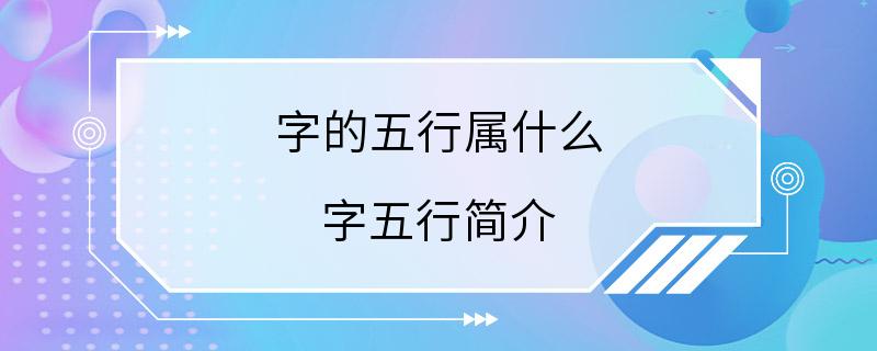 字的五行属什么 字五行简介