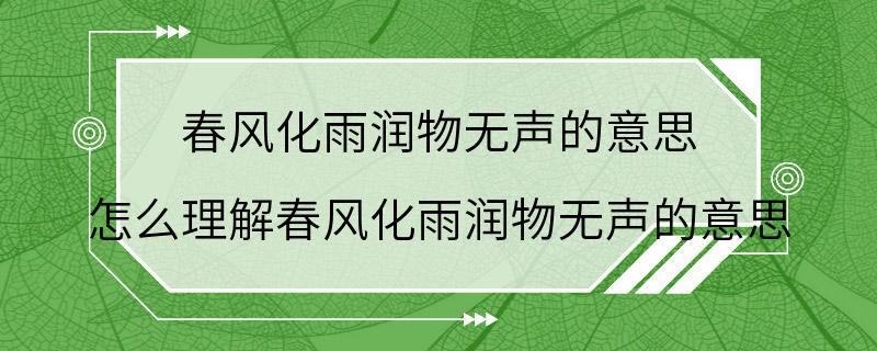 春风化雨润物无声的意思 怎么理解春风化雨润物无声的意思