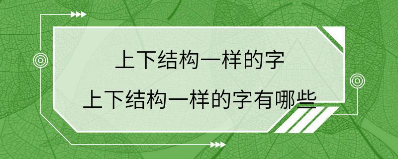 上下结构一样的字 上下结构一样的字有哪些