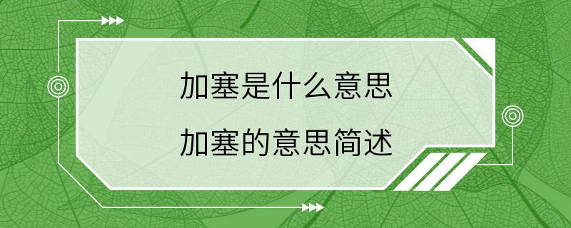 加塞是什么意思 加塞的意思简述