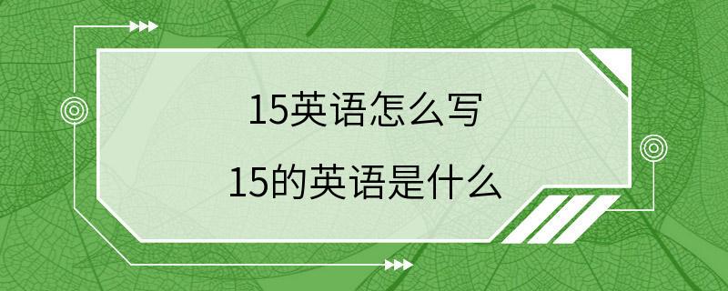 15英语怎么写 15的英语是什么