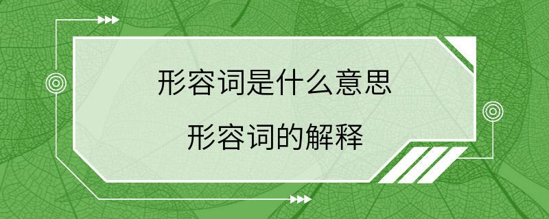 形容词是什么意思 形容词的解释