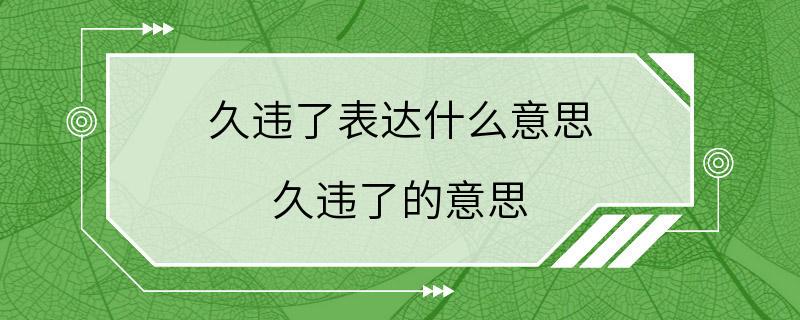 久违了表达什么意思 久违了的意思