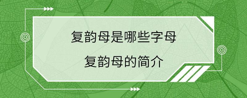 复韵母是哪些字母 复韵母的简介