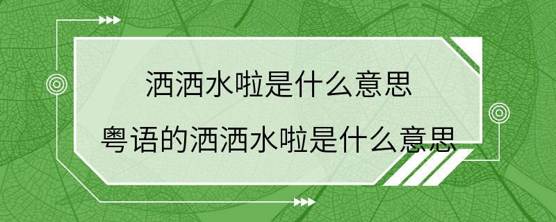 洒洒水啦是什么意思 粤语的洒洒水啦是什么意思