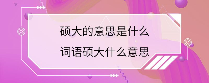 硕大的意思是什么 词语硕大什么意思