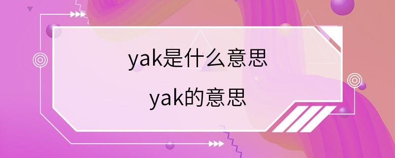 yak是什么意思 yak的意思