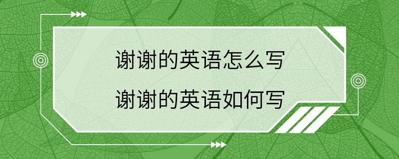 谢谢的英语怎么写 谢谢的英语如何写