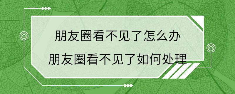 朋友圈看不见了怎么办 朋友圈看不见了如何处理