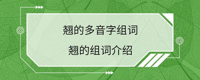 翘的多音字组词 翘的组词介绍