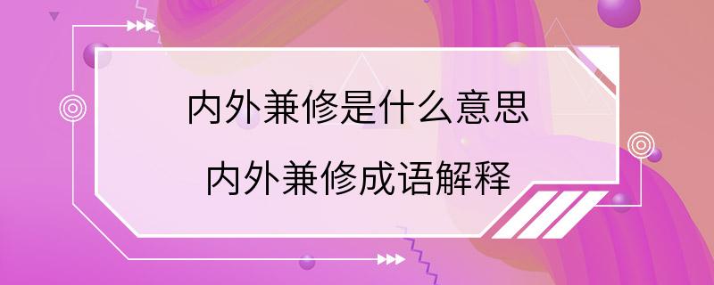 内外兼修是什么意思 内外兼修成语解释