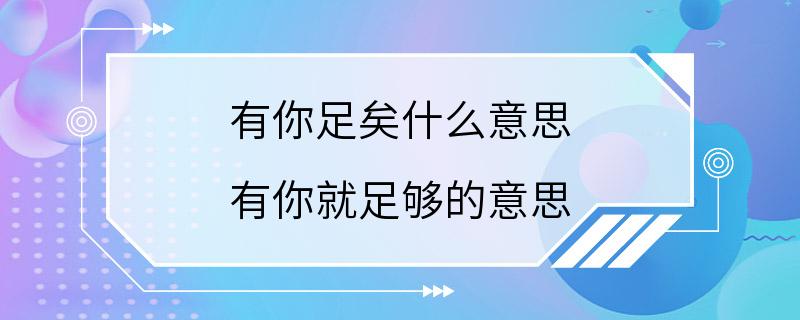 有你足矣什么意思 有你就足够的意思