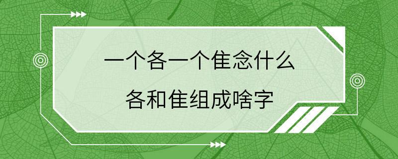 一个各一个隹念什么 各和隹组成啥字