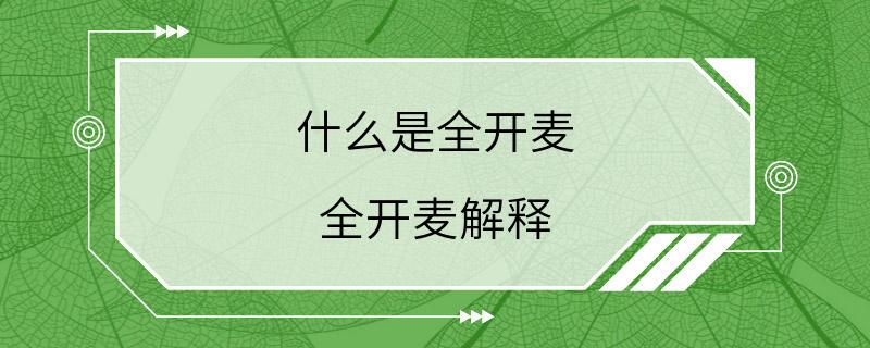 什么是全开麦 全开麦解释